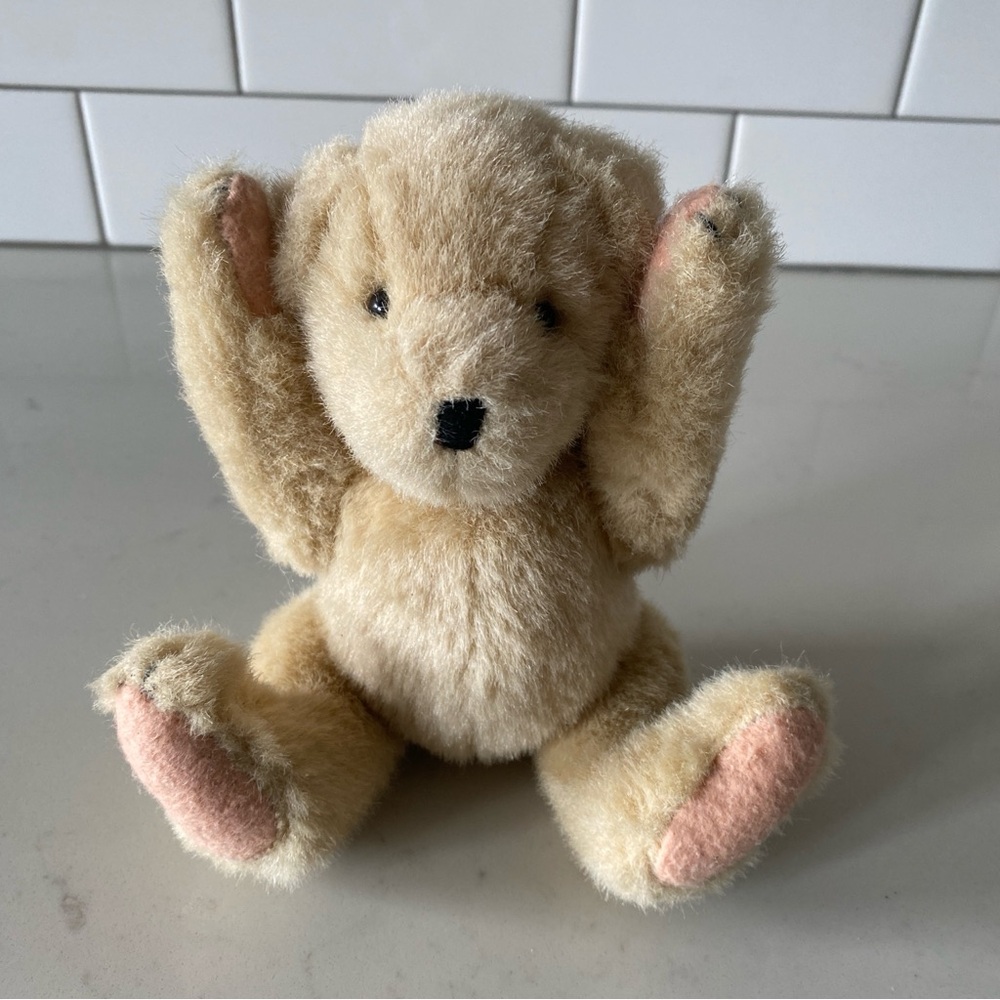 Plush Stuffed Animal Teddy Bear Toy - Light Tan and Pink